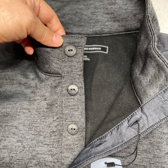 Greg Norman Pullover Men Sweater XL Button Mock Neck Long Sleeve Pocket Blk/Grey - Picture 3 of 12